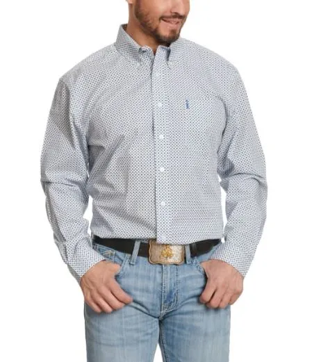 Men's Cinch Modern Fit Light Blue Print Long Sleeve Button Down Shirt