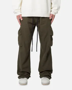 MNML Drawcord Flare Cargo Pants Olive