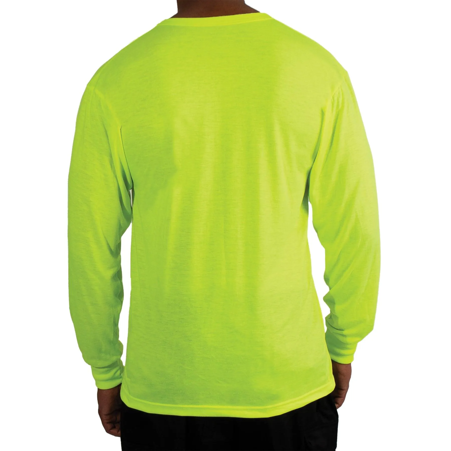 Moisture Wicking Long Sleeve Pocket T-Shirt - Safety Green