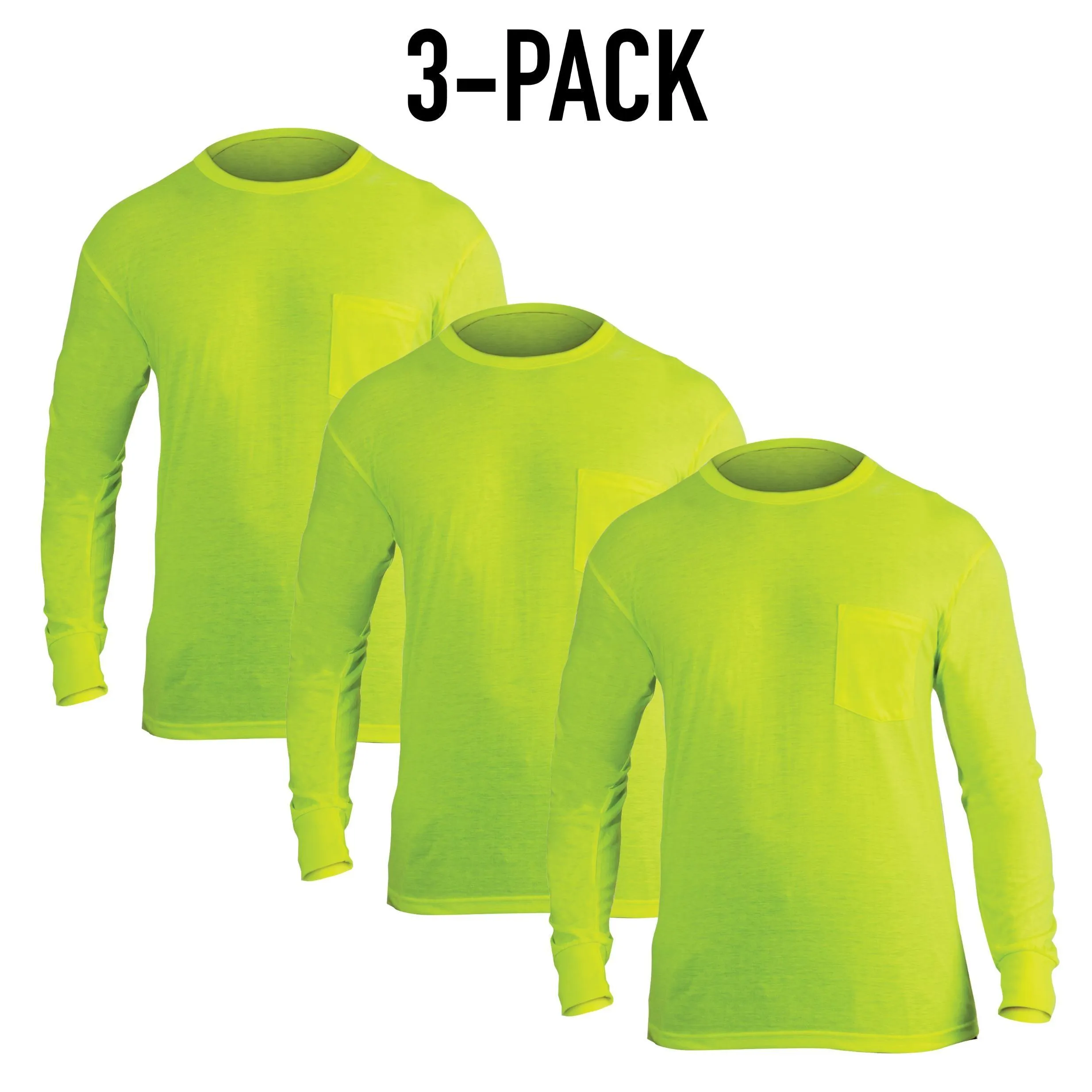 Moisture Wicking Long Sleeve Pocket T-Shirt - Safety Green