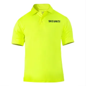 Moisture Wicking Security Polo Shirt- Hi Viz- Safety Green