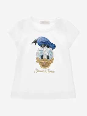 Monnalisa Girls Donald Duck T-Shirt in White