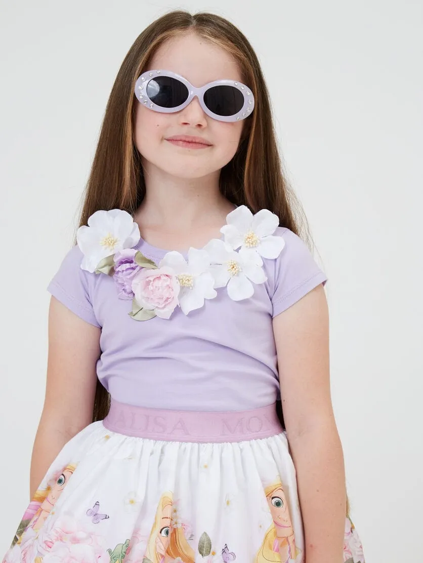 Monnalisa Girls Floral T-Shirt in Purple