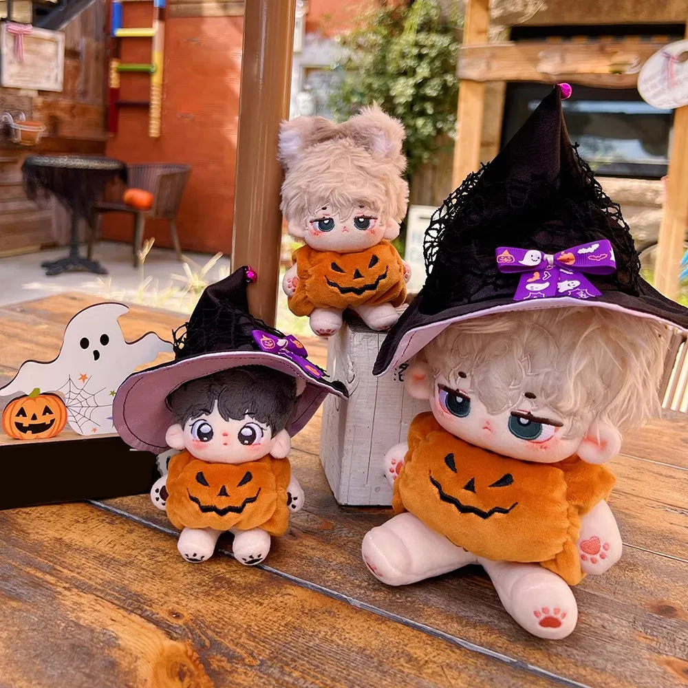 niannyyhouse 10cm 15cm 20cm Plush Doll Clothes Pumpkin Jumpsuit Magic Hat Stuffed Toy Dress Up