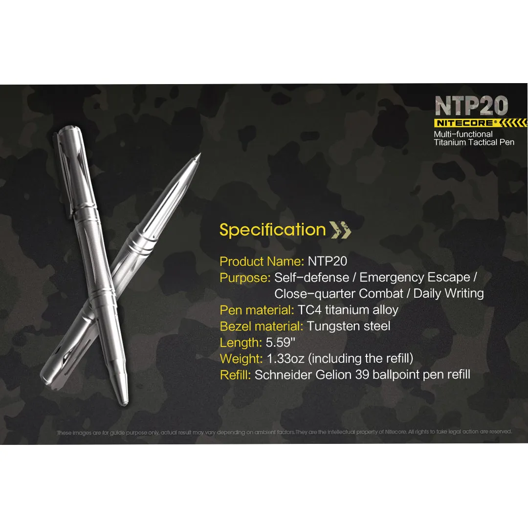 NITECORE NTP20 Titanium Tactical Self Defense Pen with Tungsten Steel Tip