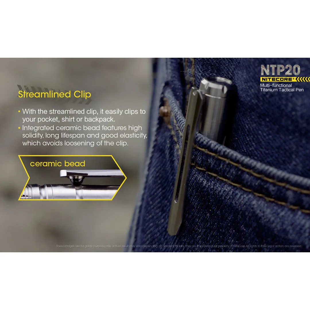 NITECORE NTP20 Titanium Tactical Self Defense Pen with Tungsten Steel Tip