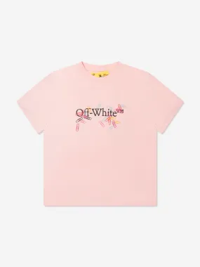 Off-White Girls Paper Clips Arrow T-Shirt in Pink