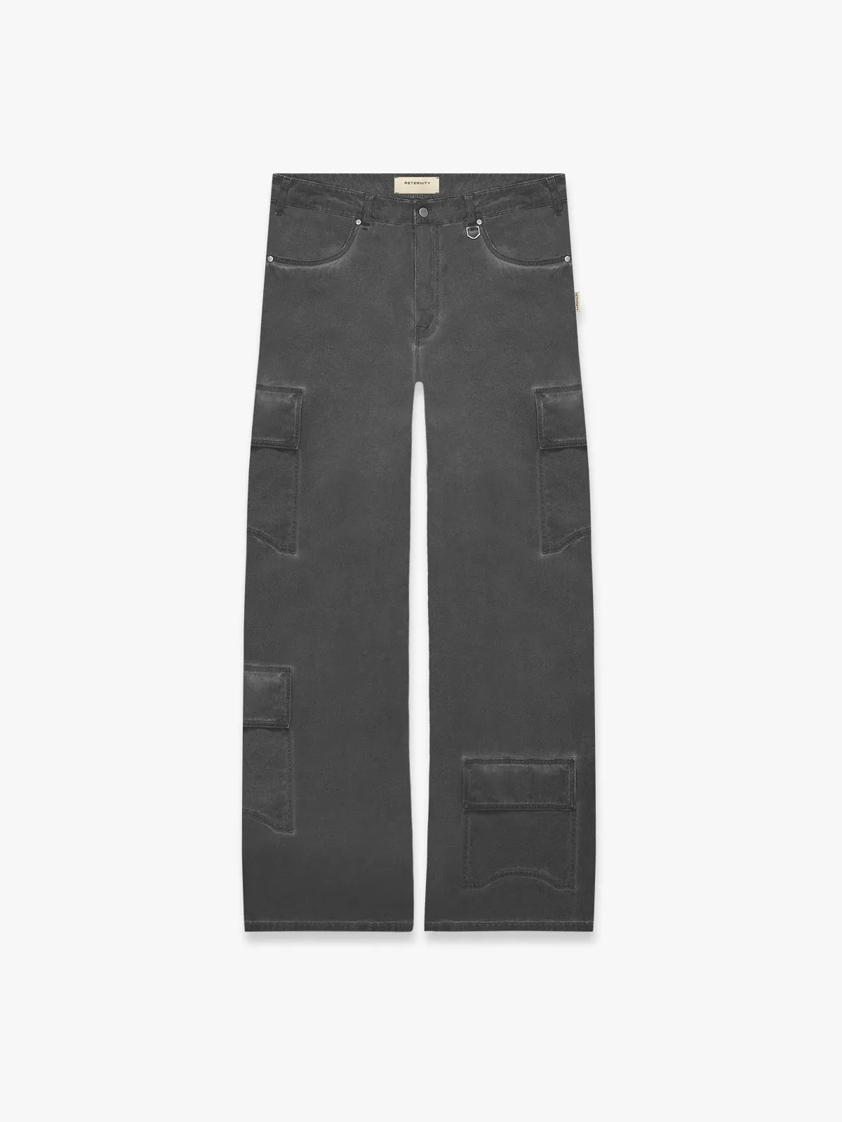 OIL WASHED CARGO PANTS - BLACK