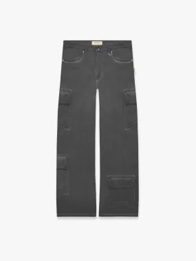 OIL WASHED CARGO PANTS - BLACK