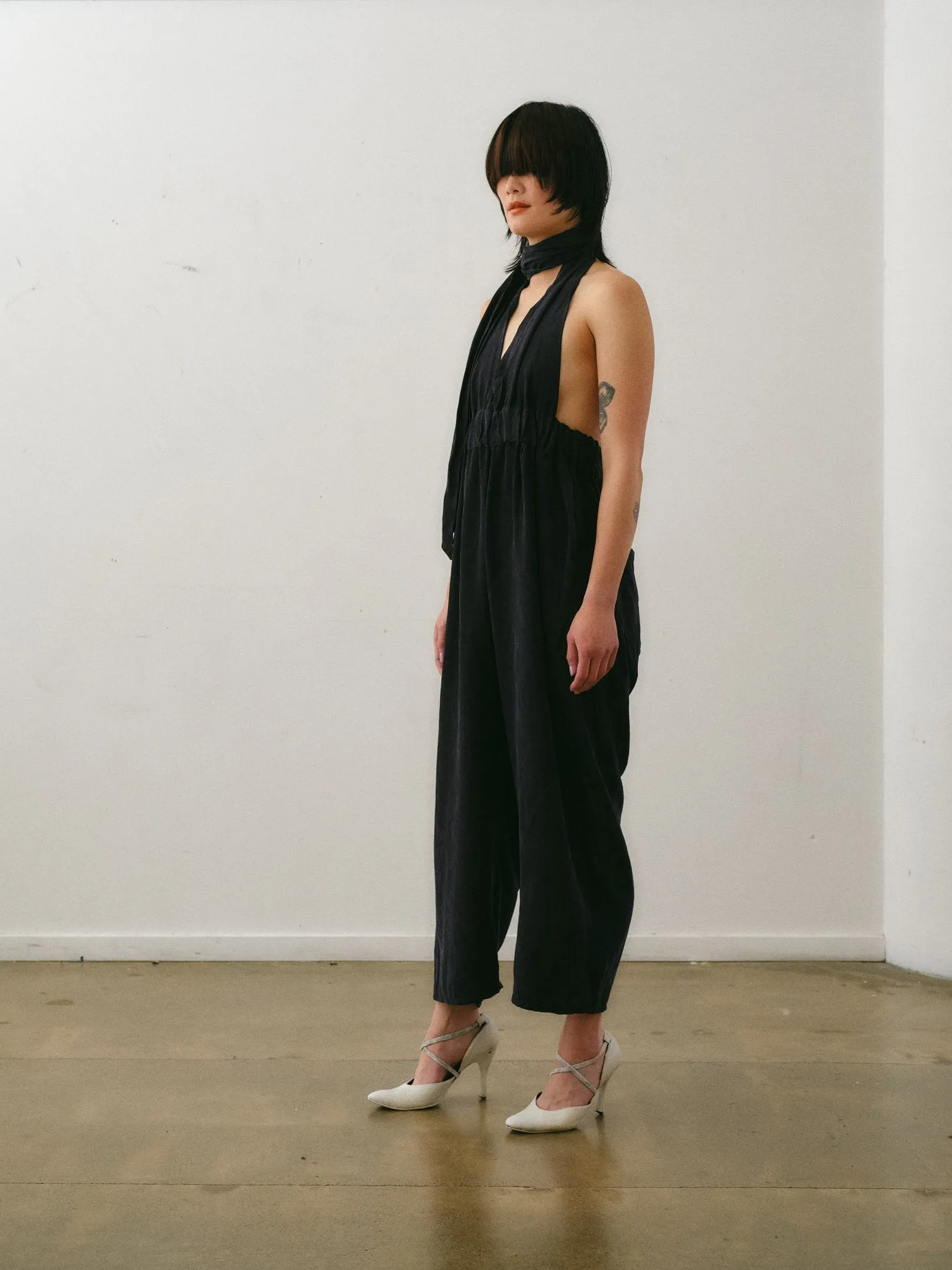 Otsu Kaguya Overalls - Linen - Black