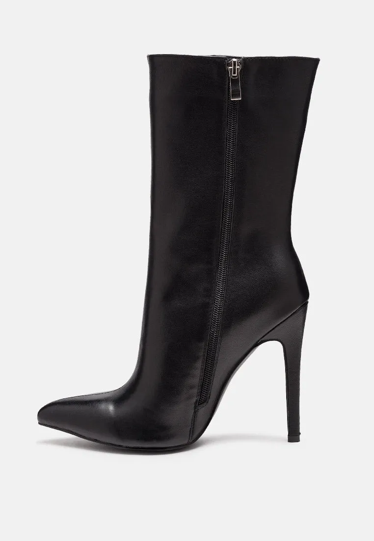 Over The Ankle Leather Stiletto Boot