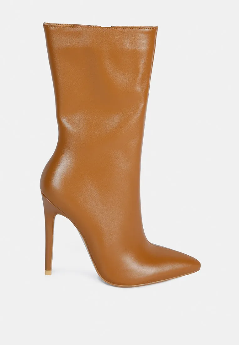 Over The Ankle Leather Stiletto Boot