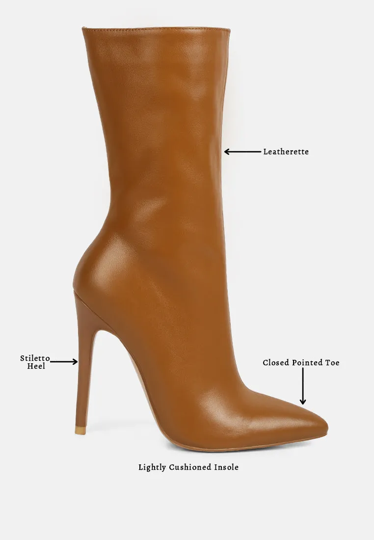 Over The Ankle Leather Stiletto Boot