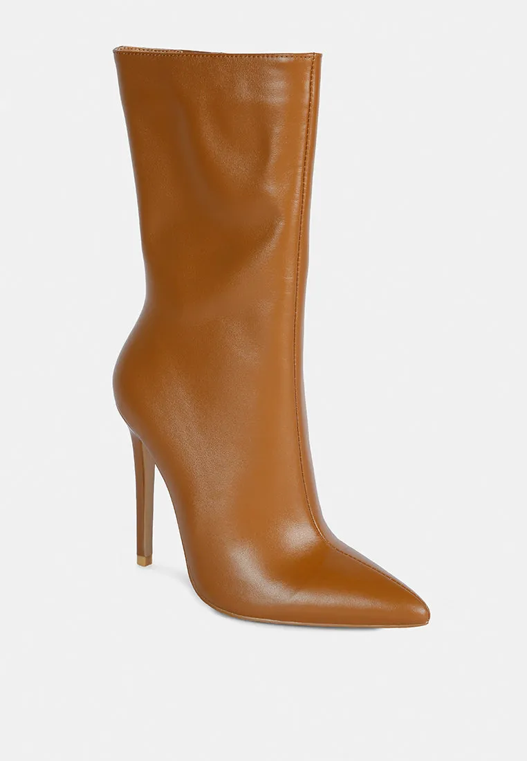 Over The Ankle Leather Stiletto Boot