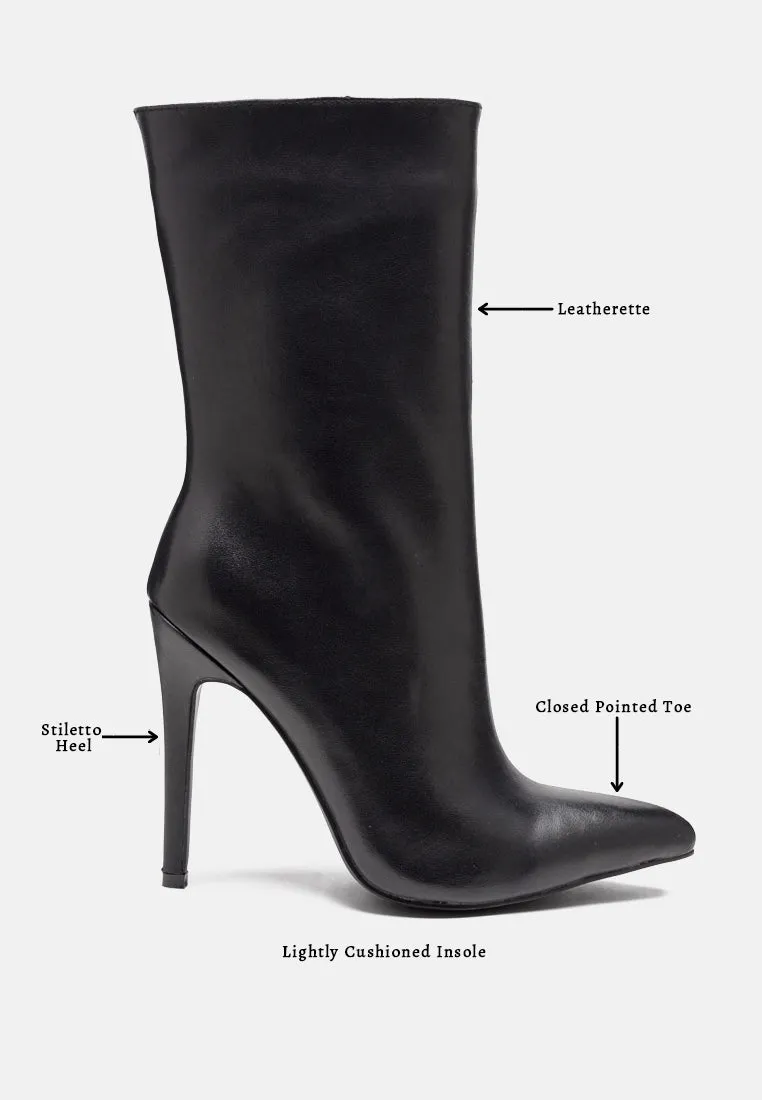 Over The Ankle Leather Stiletto Boot