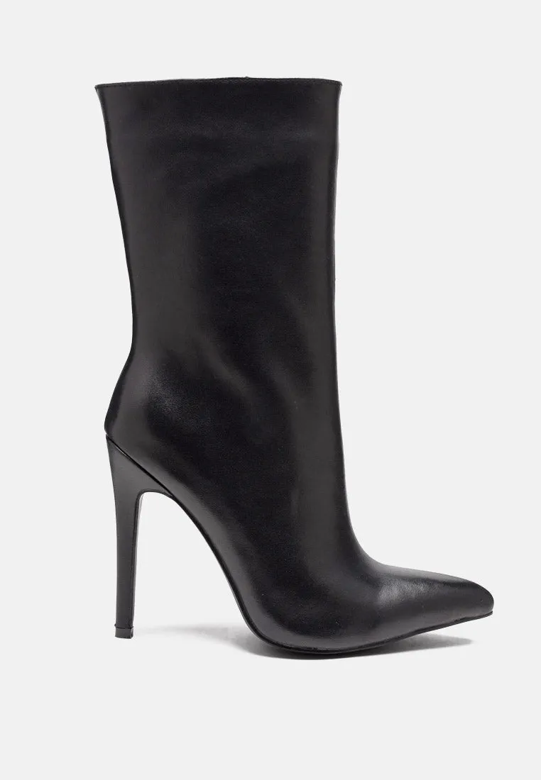 Over The Ankle Leather Stiletto Boot