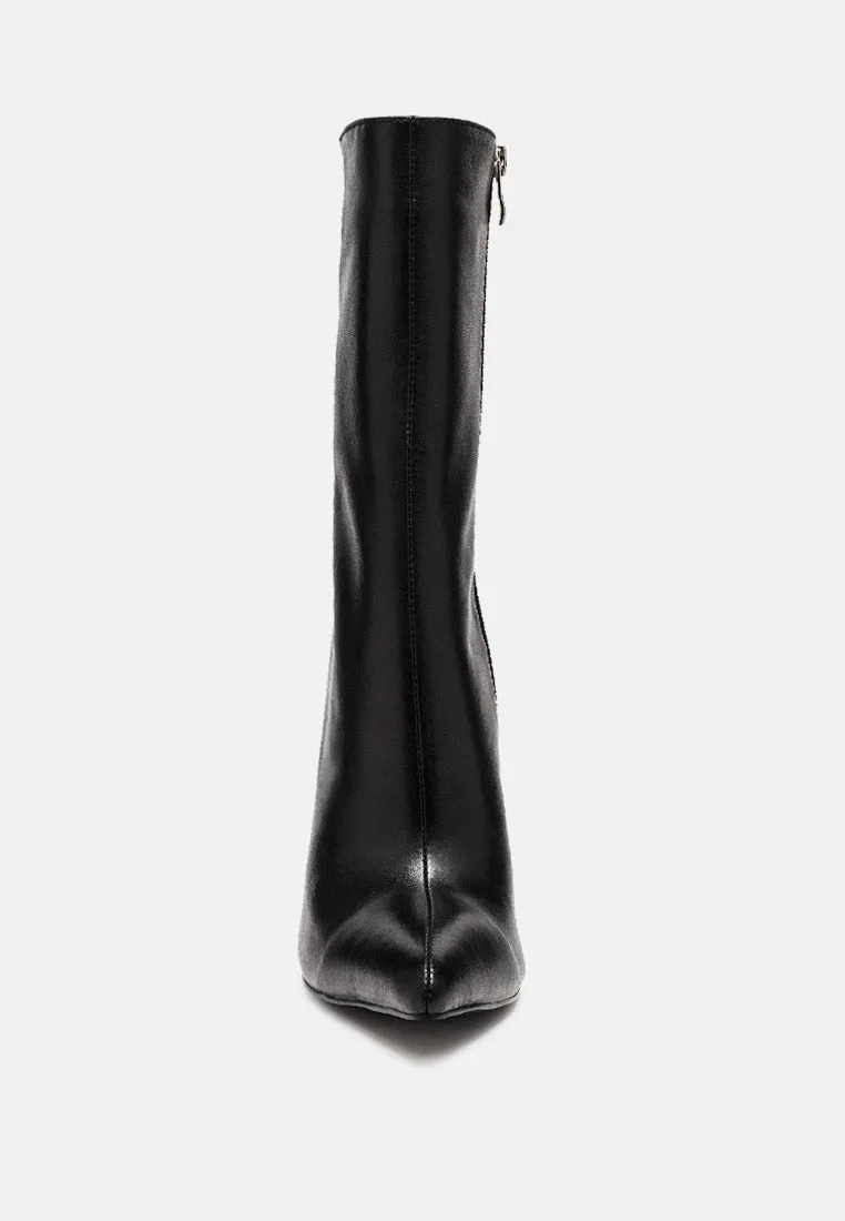 Over The Ankle Leather Stiletto Boot