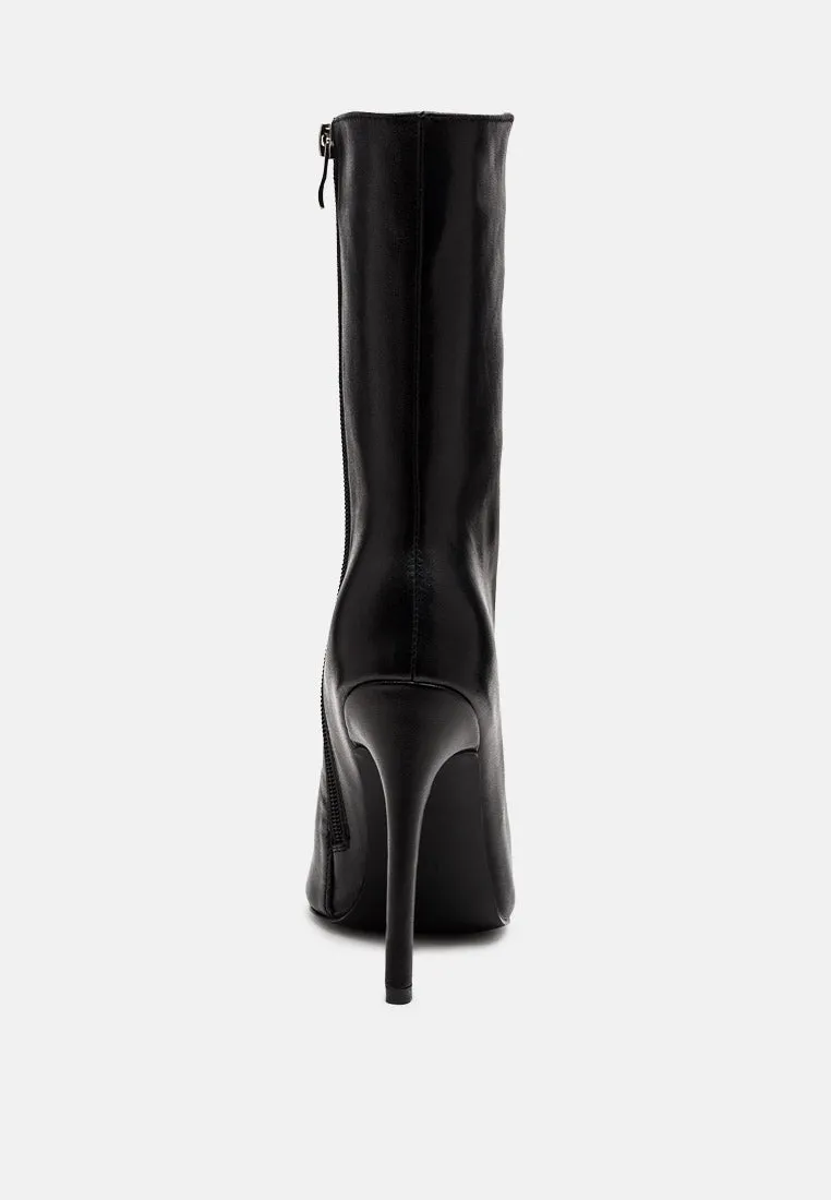 Over The Ankle Leather Stiletto Boot