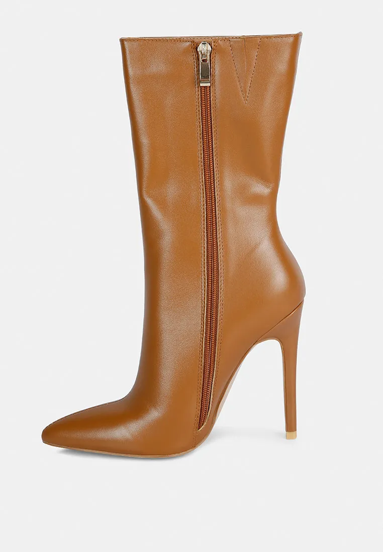 Over The Ankle Leather Stiletto Boot