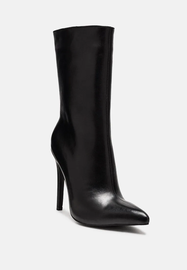 Over The Ankle Leather Stiletto Boot