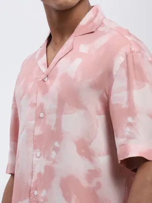 Peach Tie-Dye Men's Resort Shirt