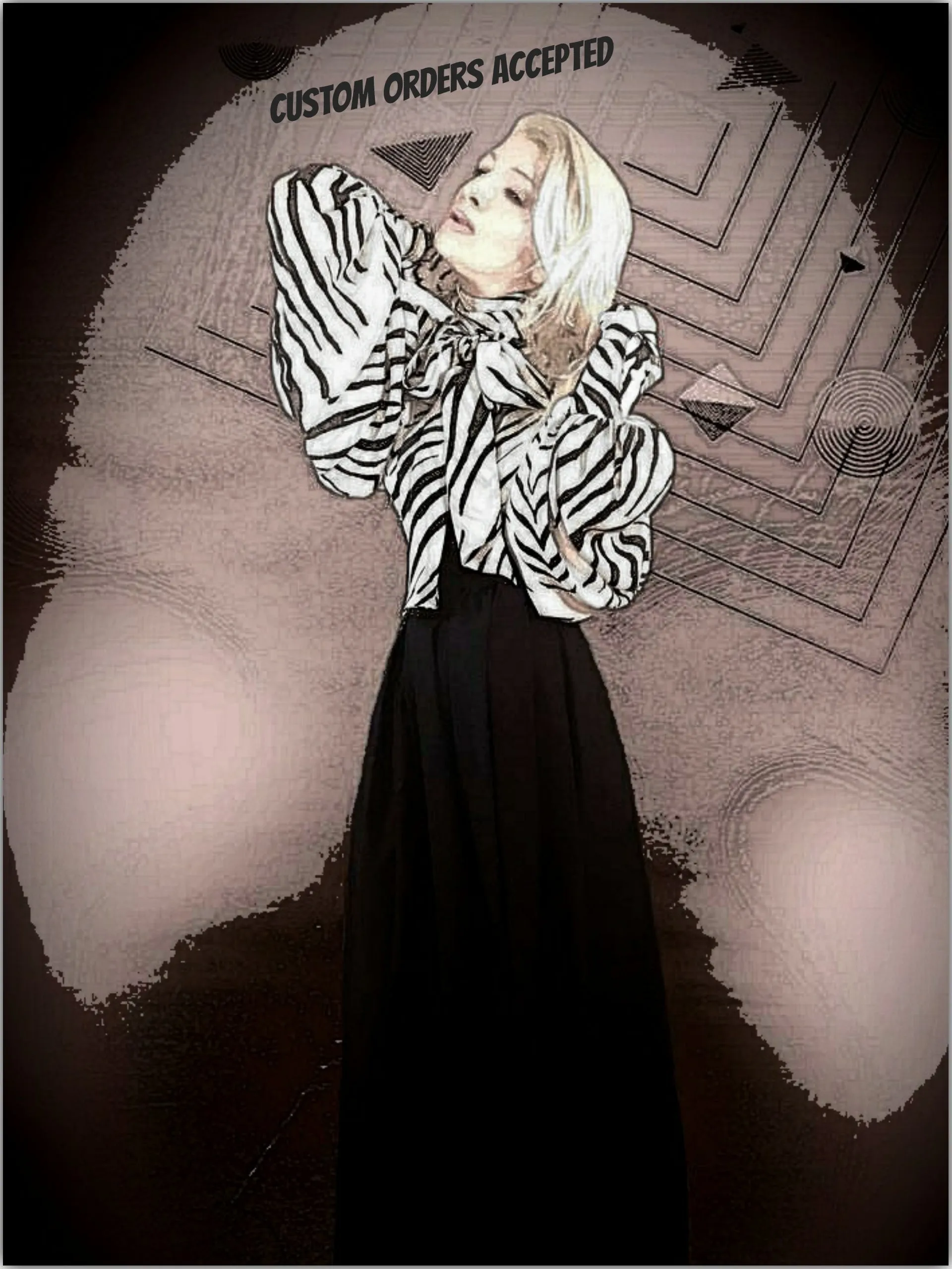 Pissy-Bow Zebra-Print Silk Georgette Balloon Sleeve Shirt