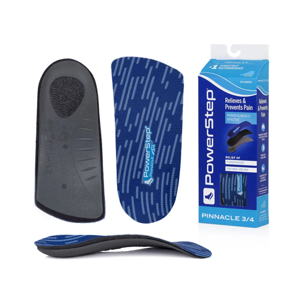 PowerStep Pinnacle 3/4 Insoles | Arch Pain Relief Orthotic for Tight Shoes