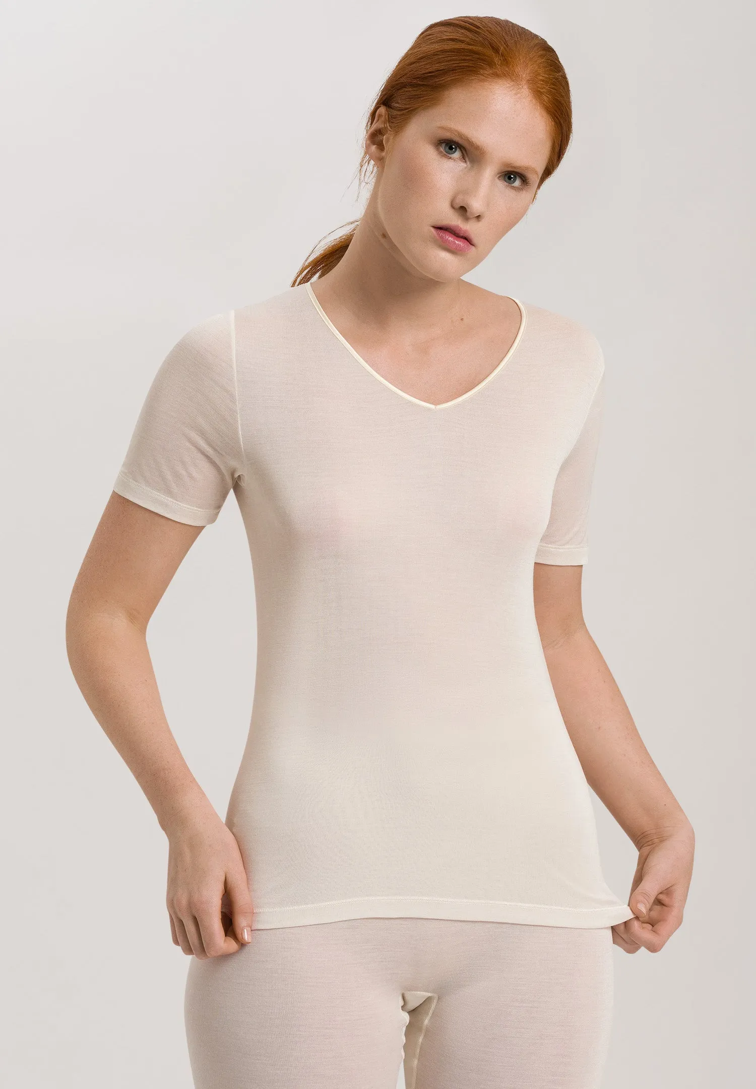 Pure Silk Fitted Silk Top | Pale Cream 71718-116