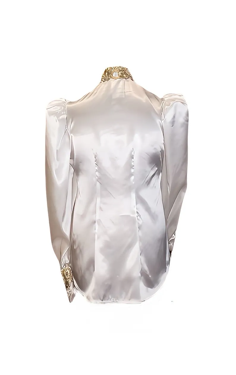 Pussy Bow Satin Blouse in Sizes XS - 4XL