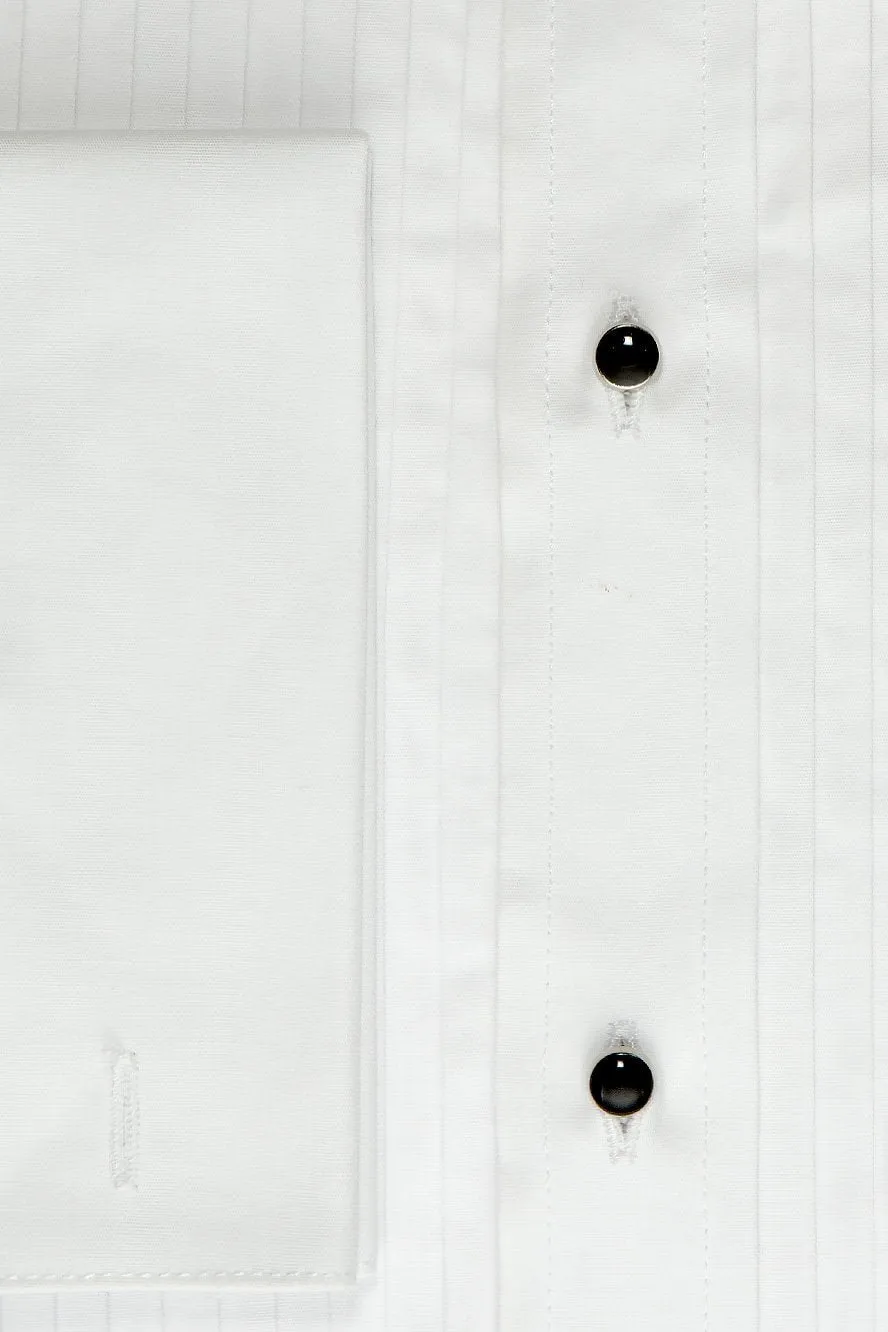 "Charles" White Spread Collar Tuxedo Shirt