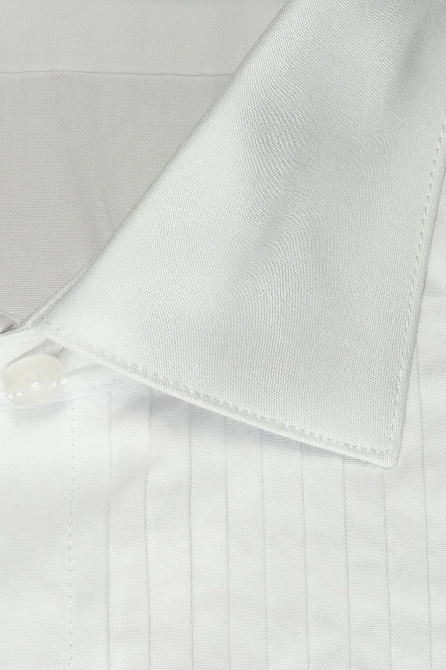 "Charles" White Spread Collar Tuxedo Shirt