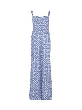 Rachel Jumpsuit in Delphiniums print