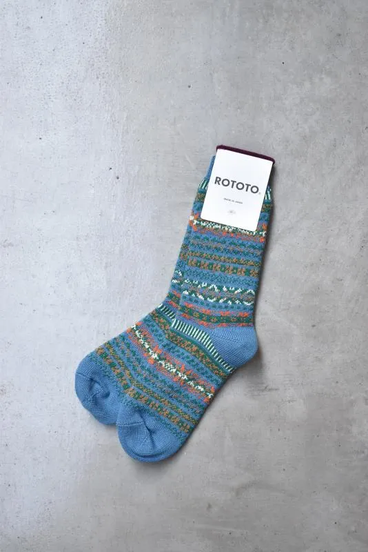 「ROTOTO」jaquard crew socks "fairisle" (women)