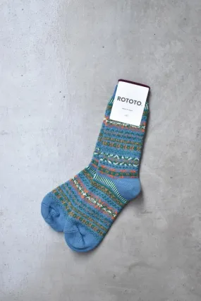 「ROTOTO」jaquard crew socks "fairisle" (women)