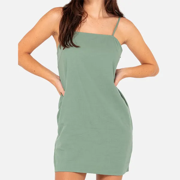 Rusty Sweet Water Mini Slip Dress - Sage Leaf