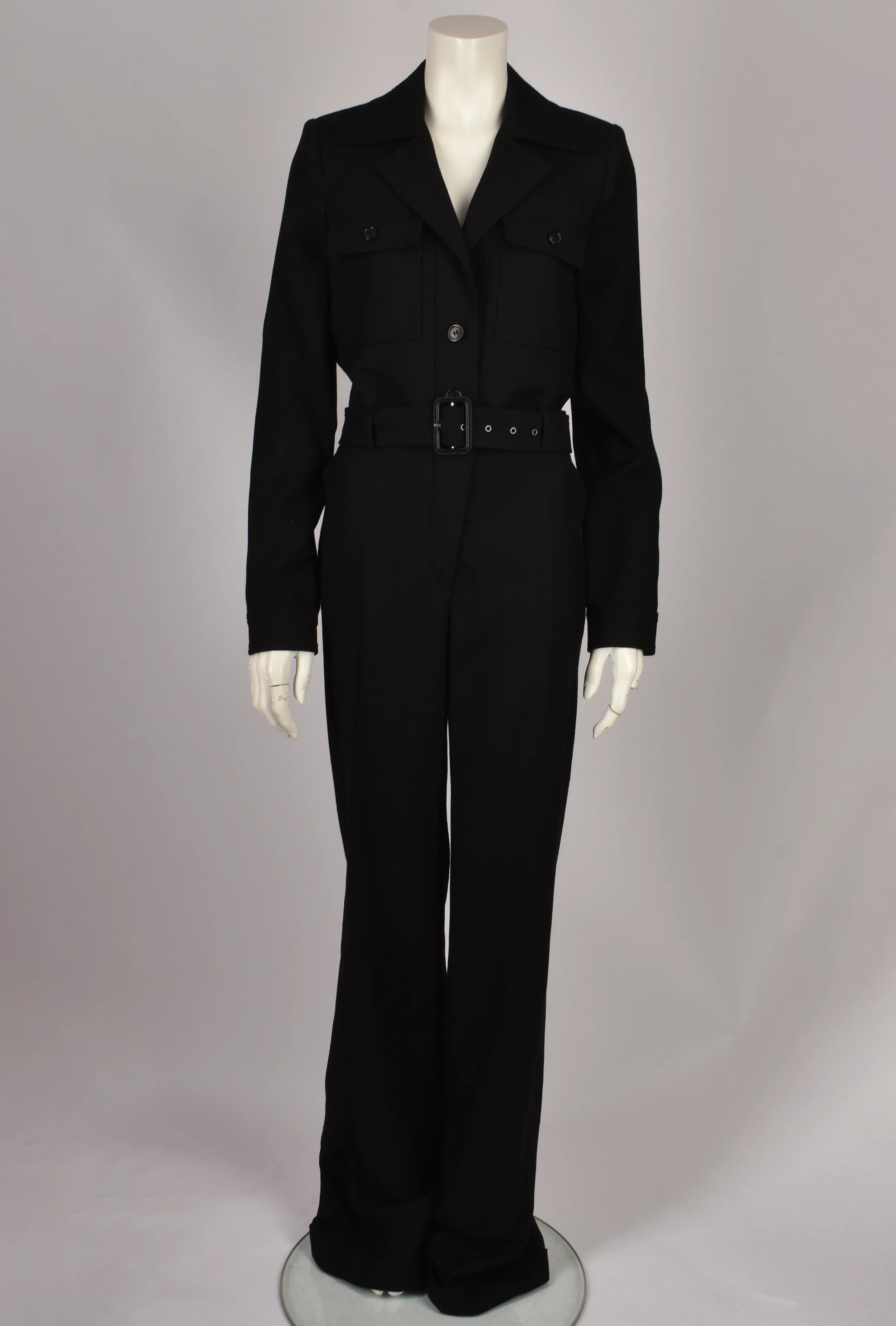 SAINT LAURENT BLACK WOOL JUMPSUIT