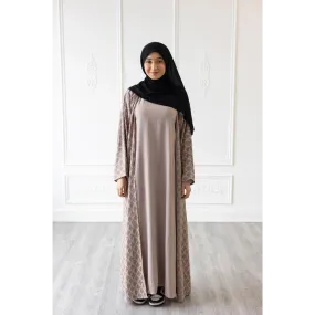 Sale Mermaid Tail Print Abaya - Taupe