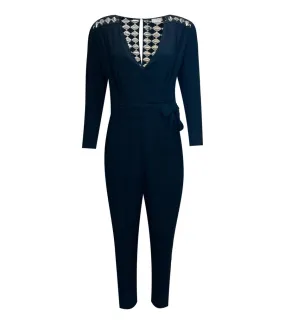 Sandro Lace-Panelled Wrap Jumpsuit. Size 40FR