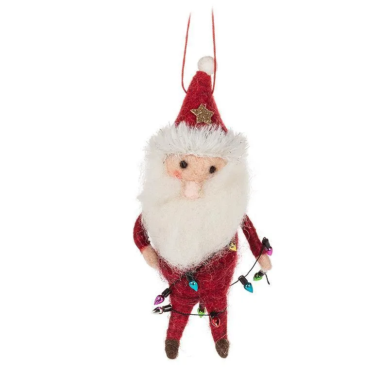 Santa with Lights Felt Ornament