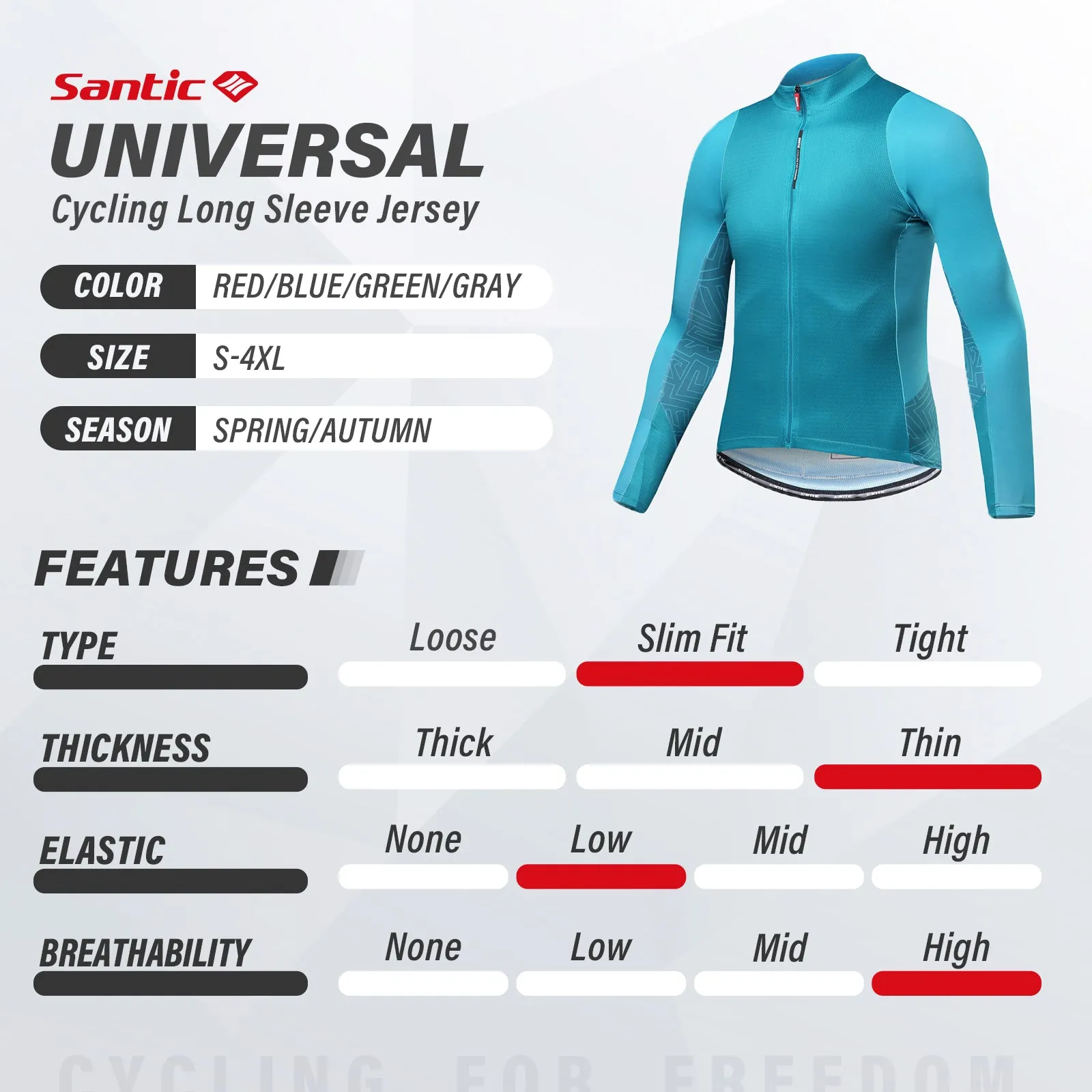 Santic Universal Blue Men Cycling Jersey Long Sleeve