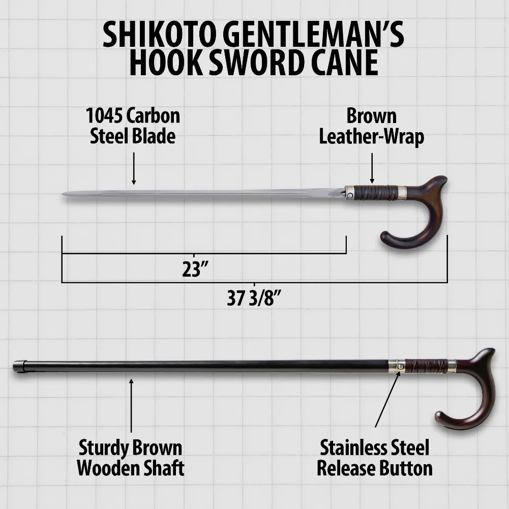 Shikoto Gentleman's Hook Sword Cane