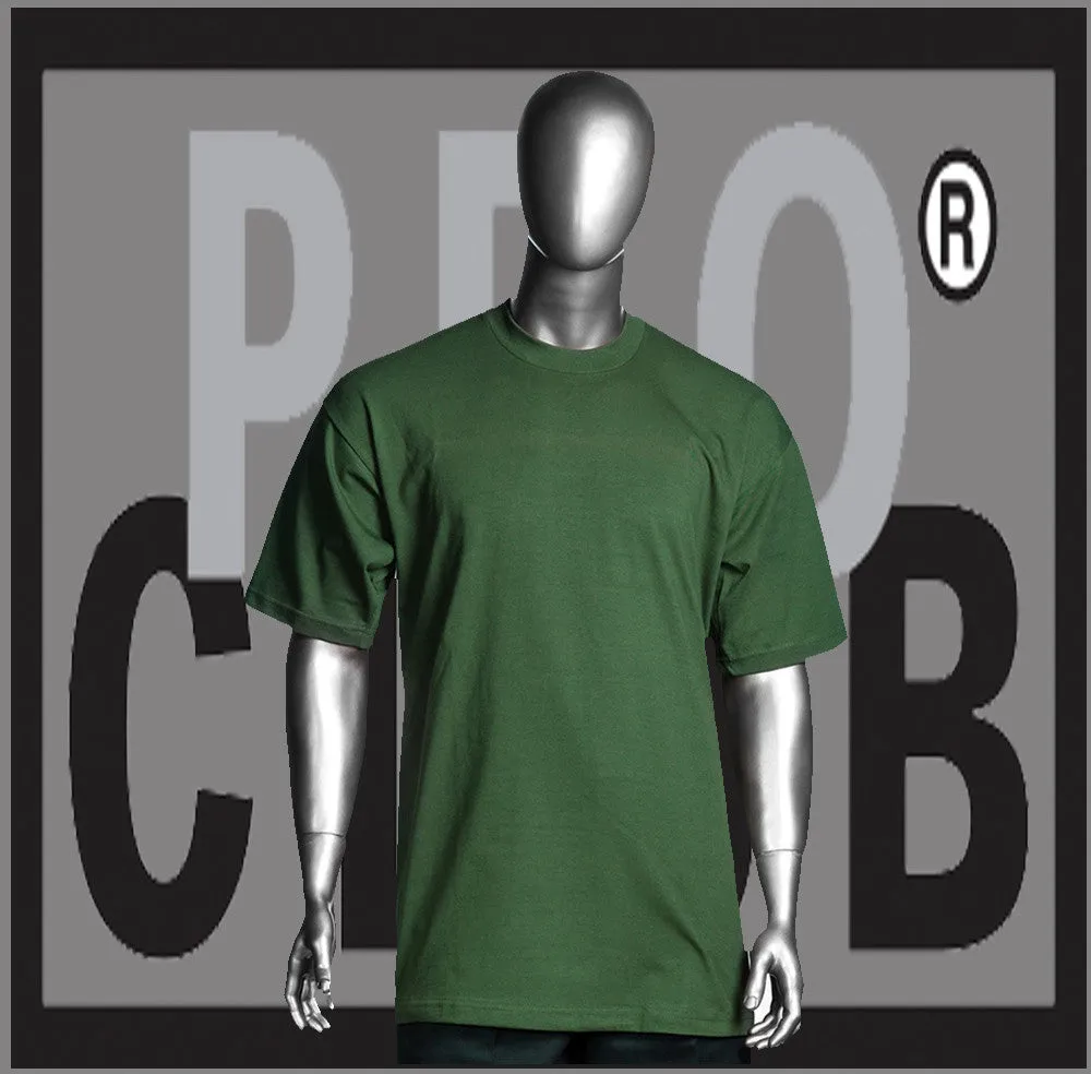 Short Sleeve Crew Neck Pro Club Comfort Olive Green T Shirt