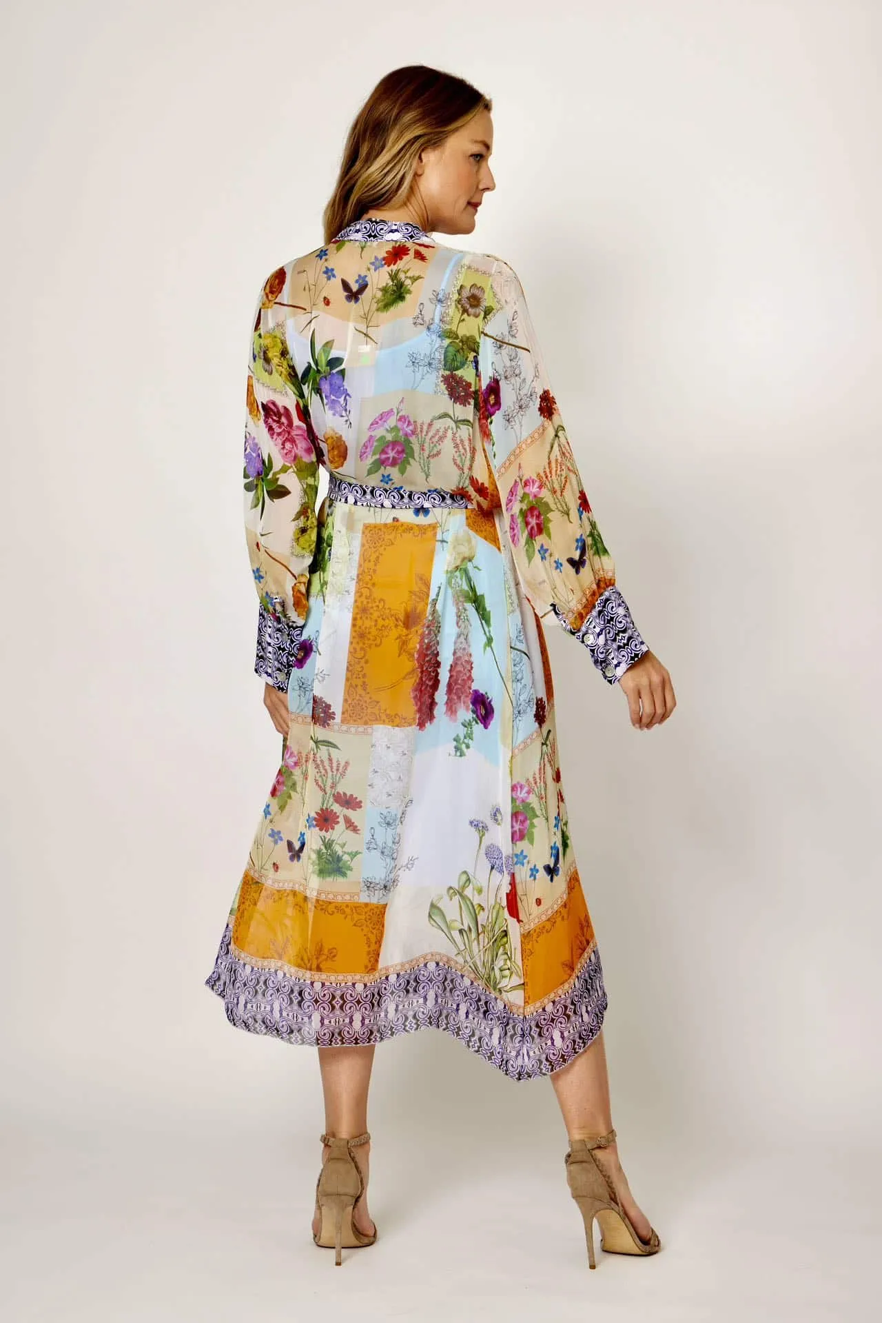 Silk Shirt Dress Patchwork