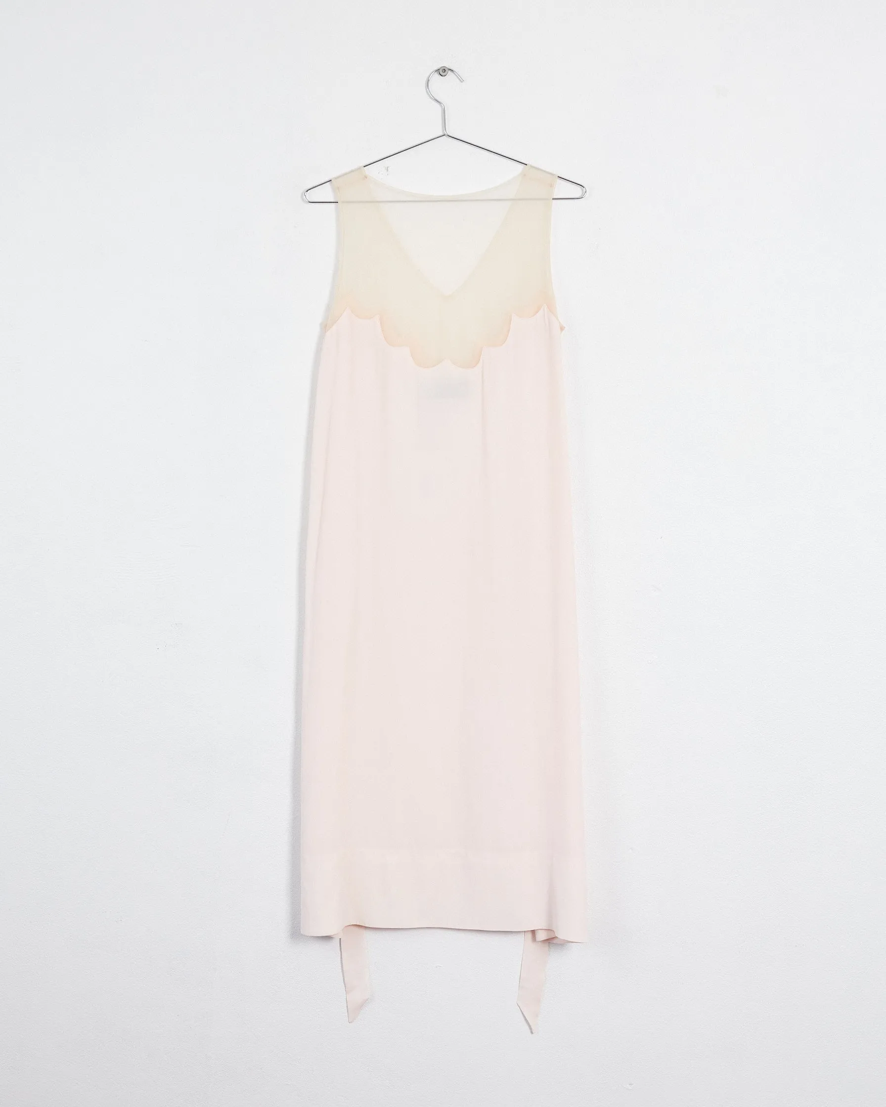 Simone Rocha fall '22 slipdress with tulle neckline, pale pink, 6