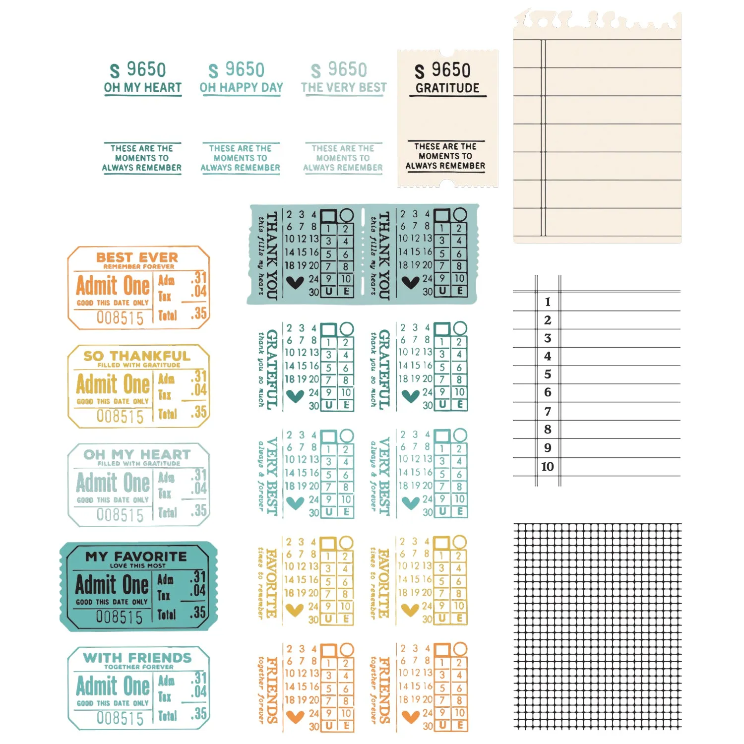 Sizzix A5 Clear Stamps 17PK w/4PK Framelits Die - Forever Journal Essentials by 49 and Market