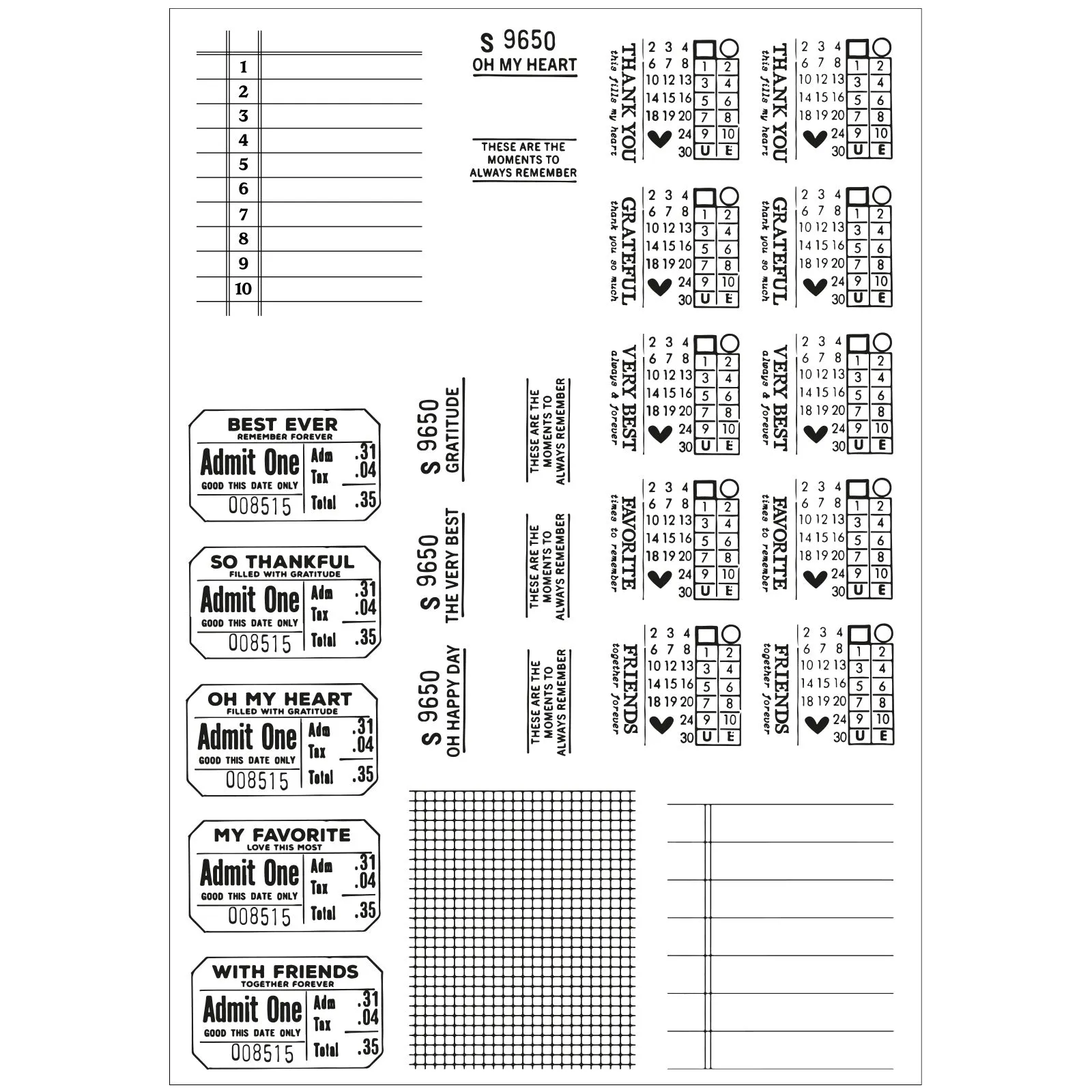 Sizzix A5 Clear Stamps 17PK w/4PK Framelits Die - Forever Journal Essentials by 49 and Market