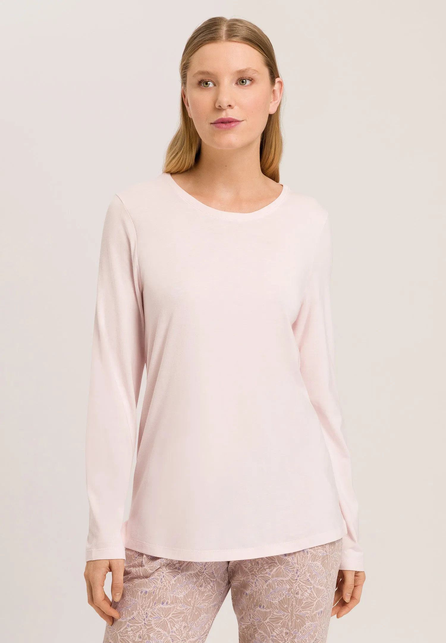 Sleep And Lounge Relaxed Round Neck Top | Pink Mauve 77844-1351