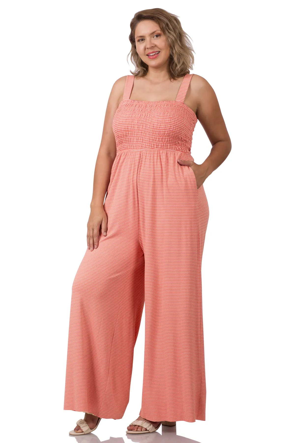 Smocked Wide-Leg Jumpsuit