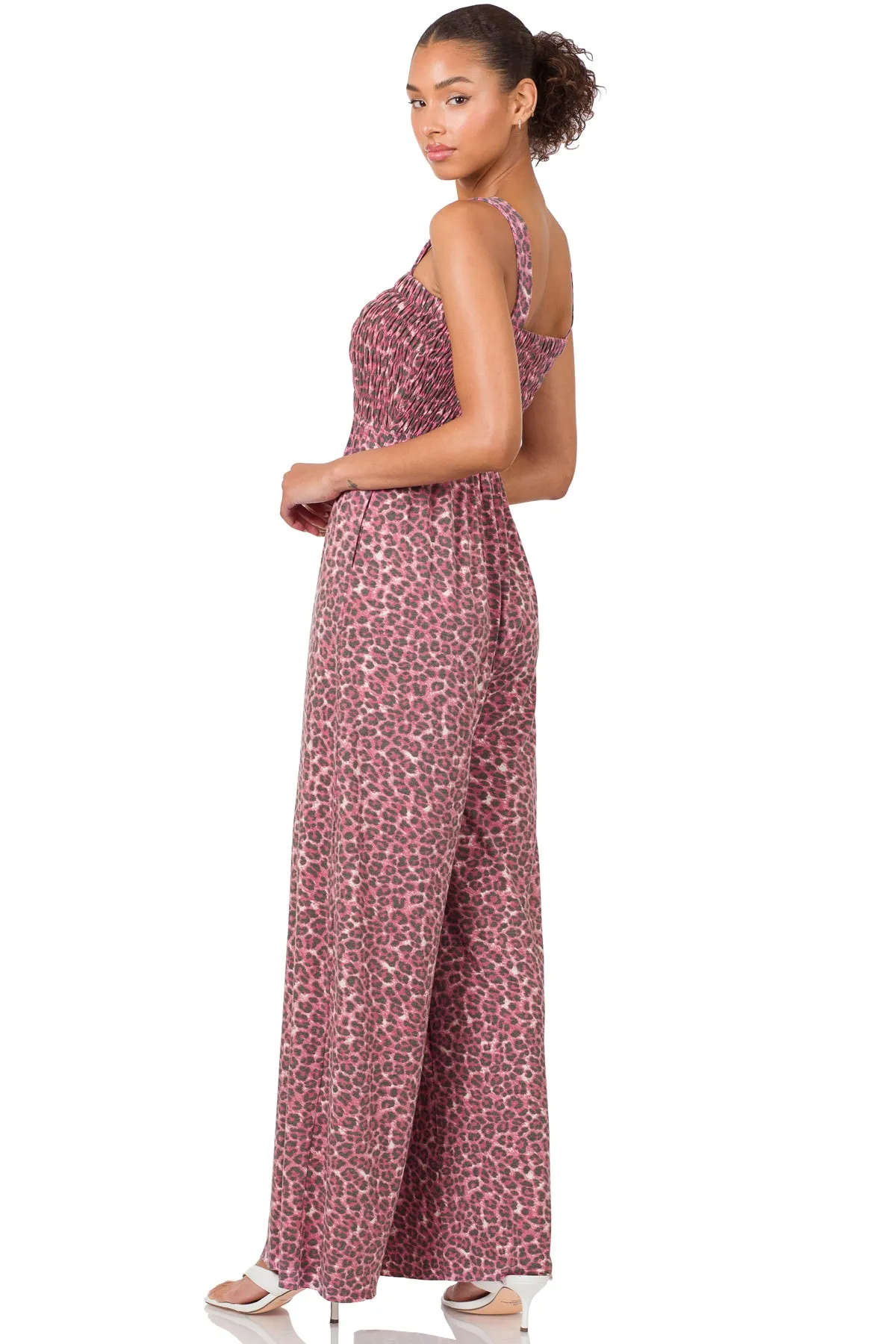 Smocked Wide-Leg Jumpsuit