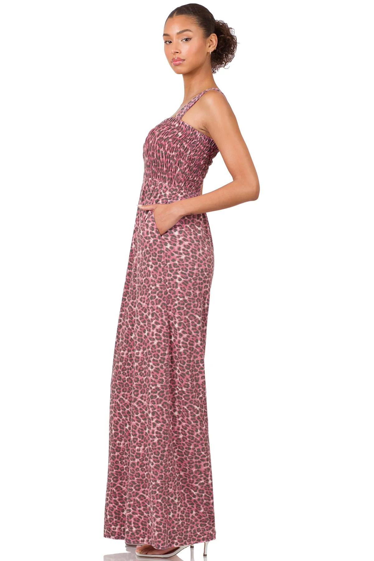 Smocked Wide-Leg Jumpsuit